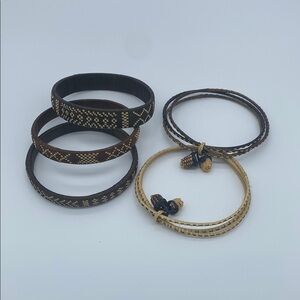 Elegant Brown and Tan Woven Bracelets Set